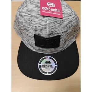 Ecko Unltd. Grey & Black Snapback Hat – Rhino Logo Flat Brim Cap – Streetwear...